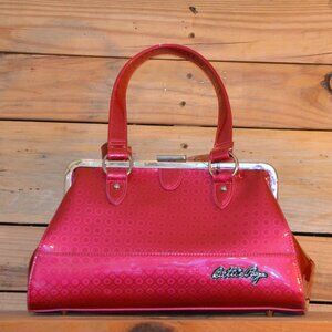 Bettie Page Pinup Glossy Patent Red/Pink Handbag NWT